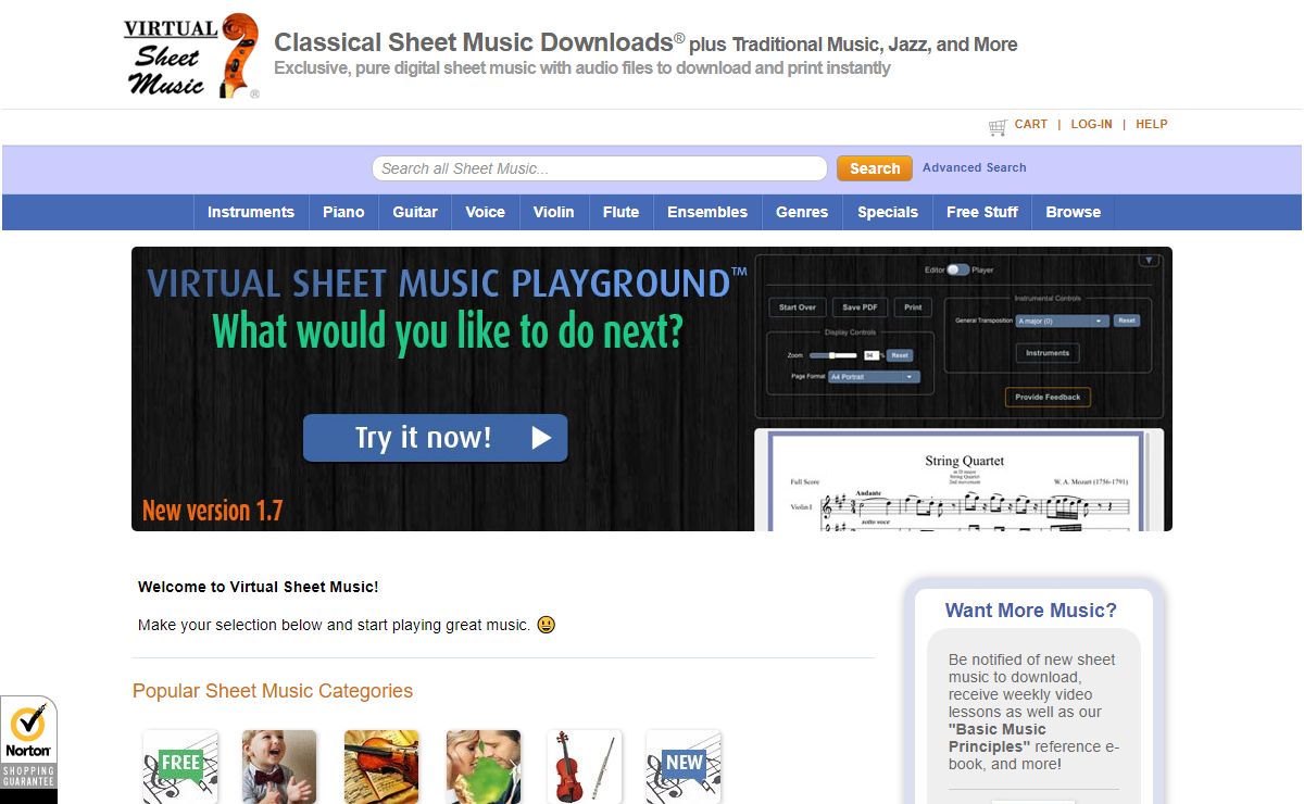 Virtual Sheet Music® | Classical Sheet Music Downloads® and more