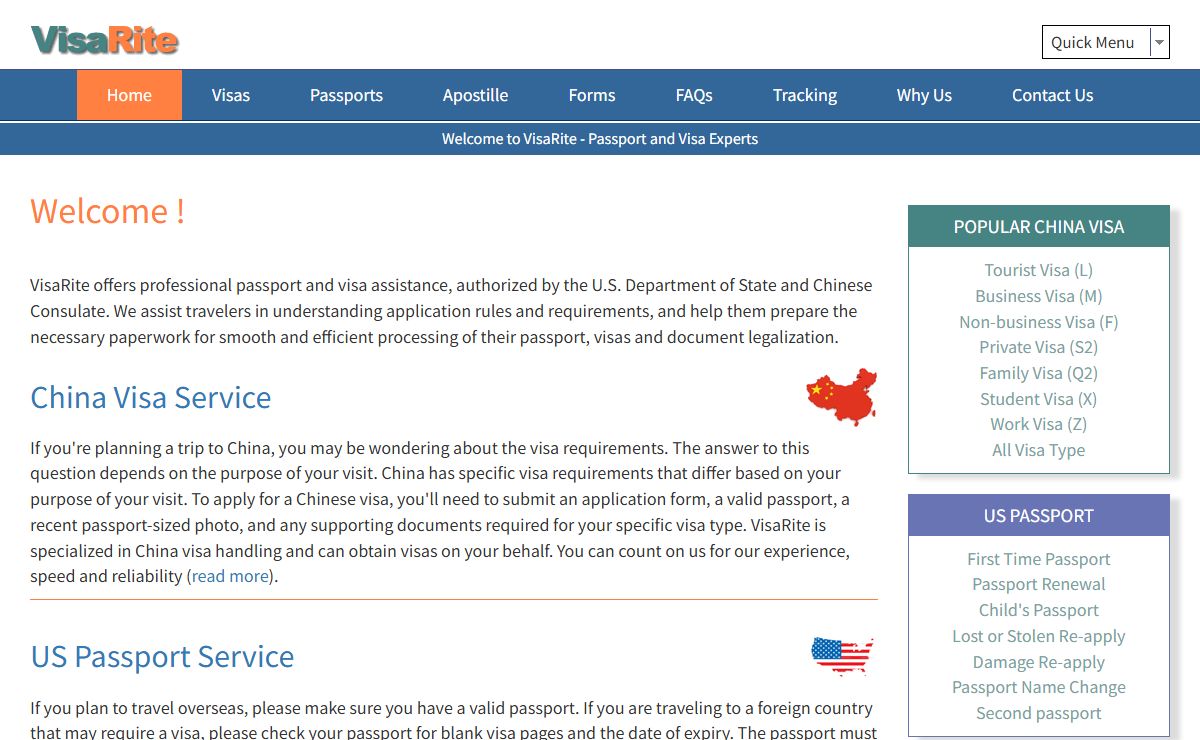 China Visa Service | Document Authentication | US Passport Service | Provided by VisaRite