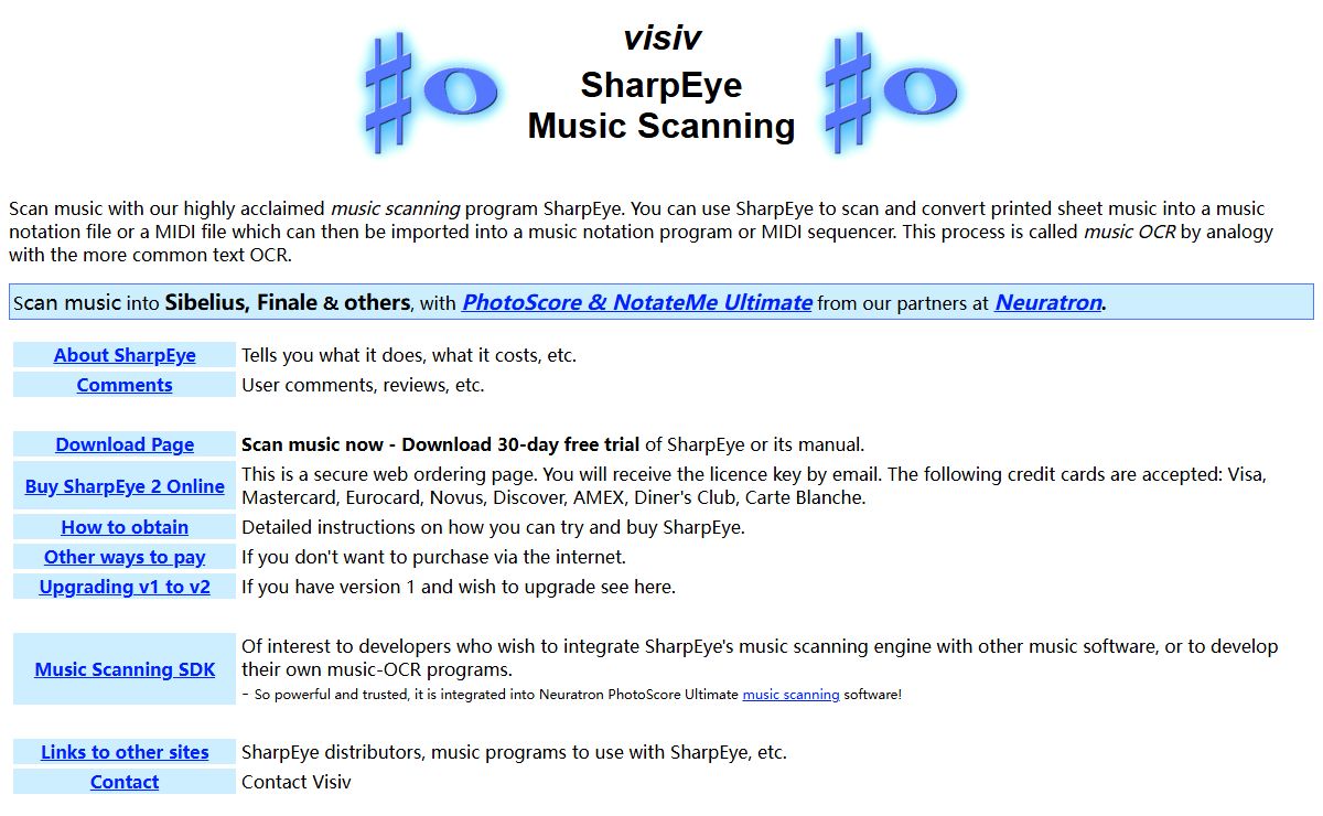 Scan with Visiv SharpEye Music Scanning