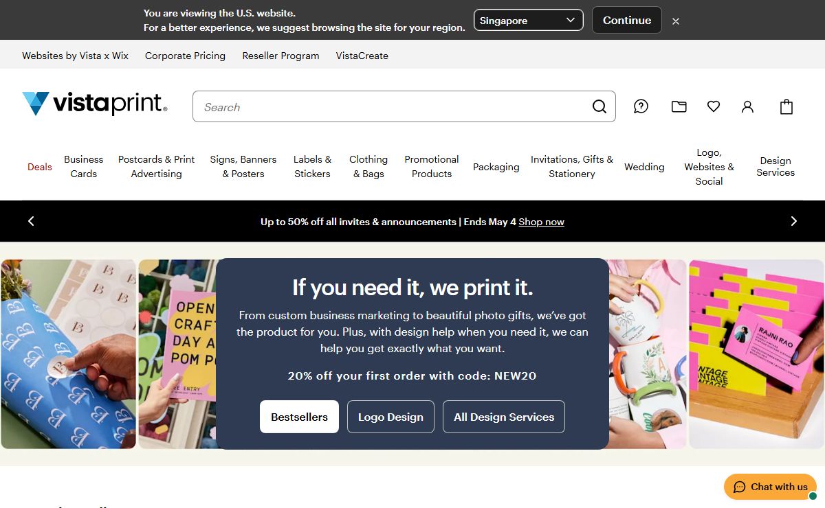 VistaPrint Official Website: Online Printing Services