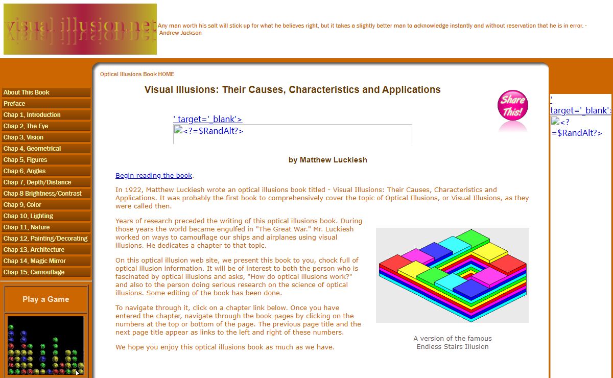 Visual Illusions: Their Causes, Characteristics and Applications