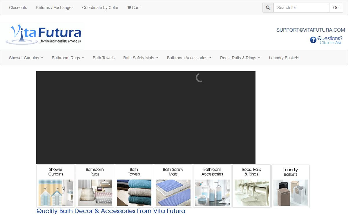 Unique bath décor: rugs, mats, shower curtains, rods, accessories | Vita Futura