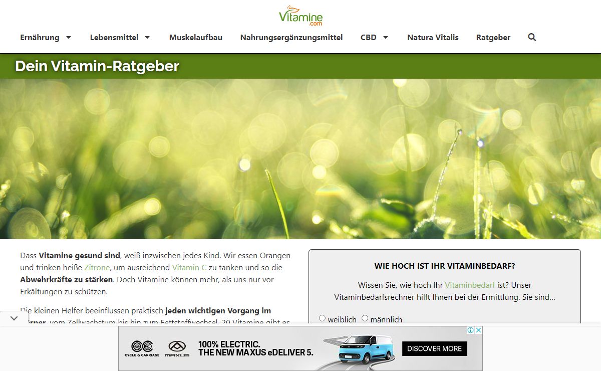 Vitamine.com – Dein Ratgeber für Nährstoffe