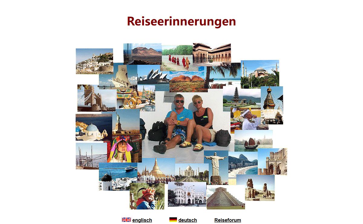 Vivien und Erhard, Reiseerinnerungen - Personal Travelogues: Eingang zu unserer Homepage