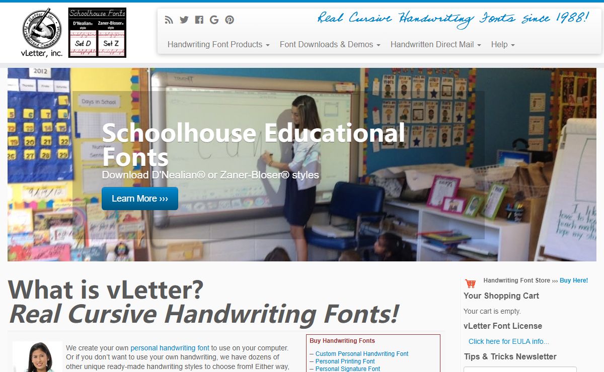 Real Cursive Writing Fonts & Real Handwriting Fonts | vLetter, Inc.