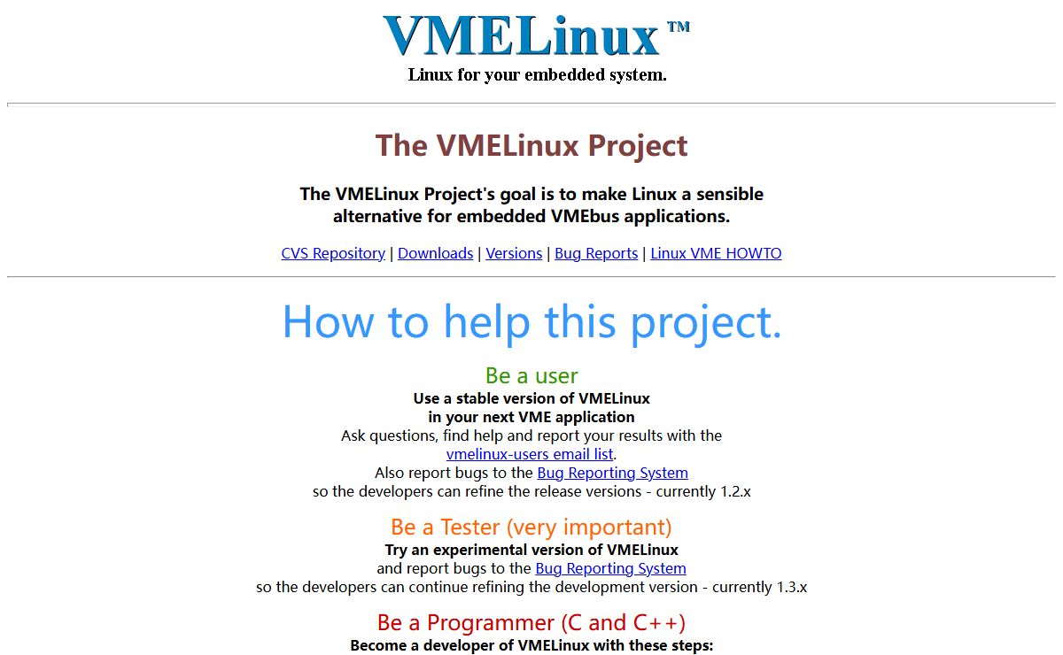 VMELinux(tm) - Linux for your VME embedded computer.