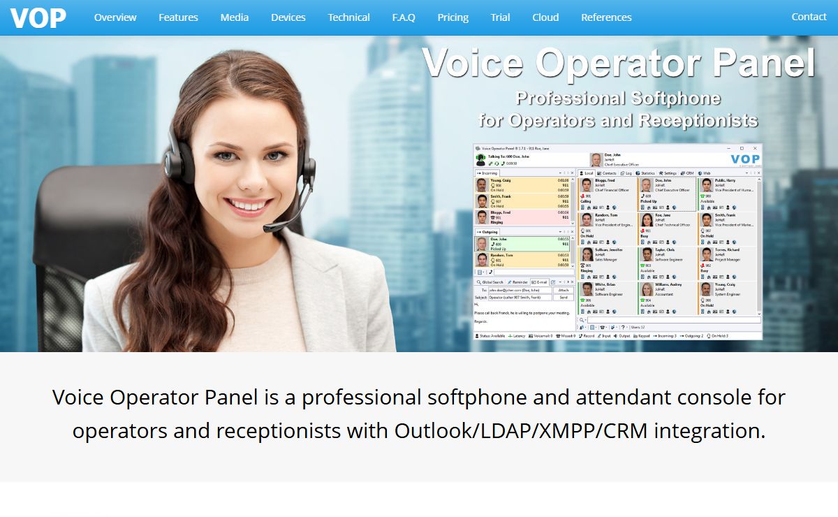 Voice Operator Panel - Professional softphone and attendant console for operators and receptionists