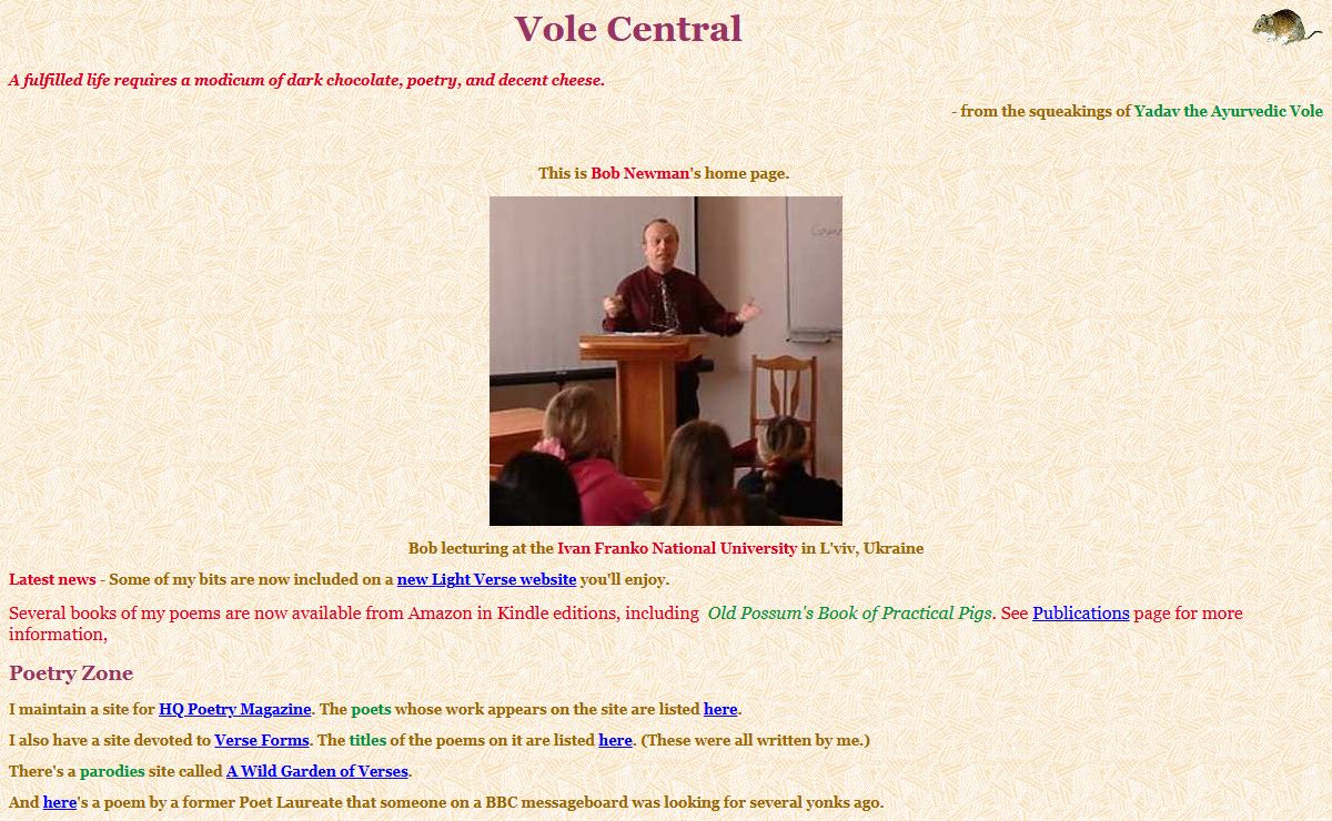 Vole Central - Poetry, Verse Forms, Puzzles, Tessellations and Voles