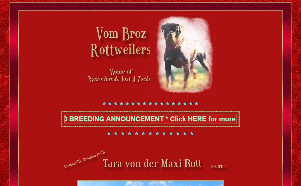 Vom Broz Rottweilers - breeding the Rottweiler for health, temperament, and quality
