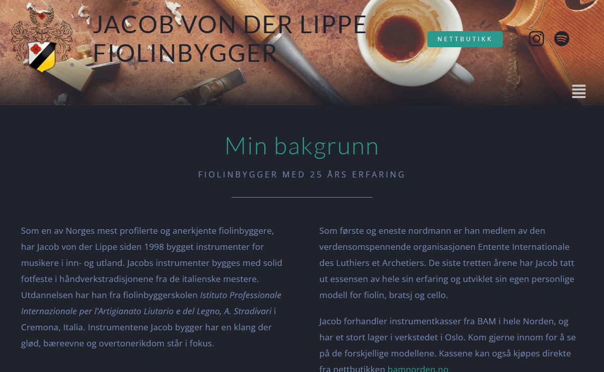 Hjem - Fiolinbygger Jacob von der Lippe
