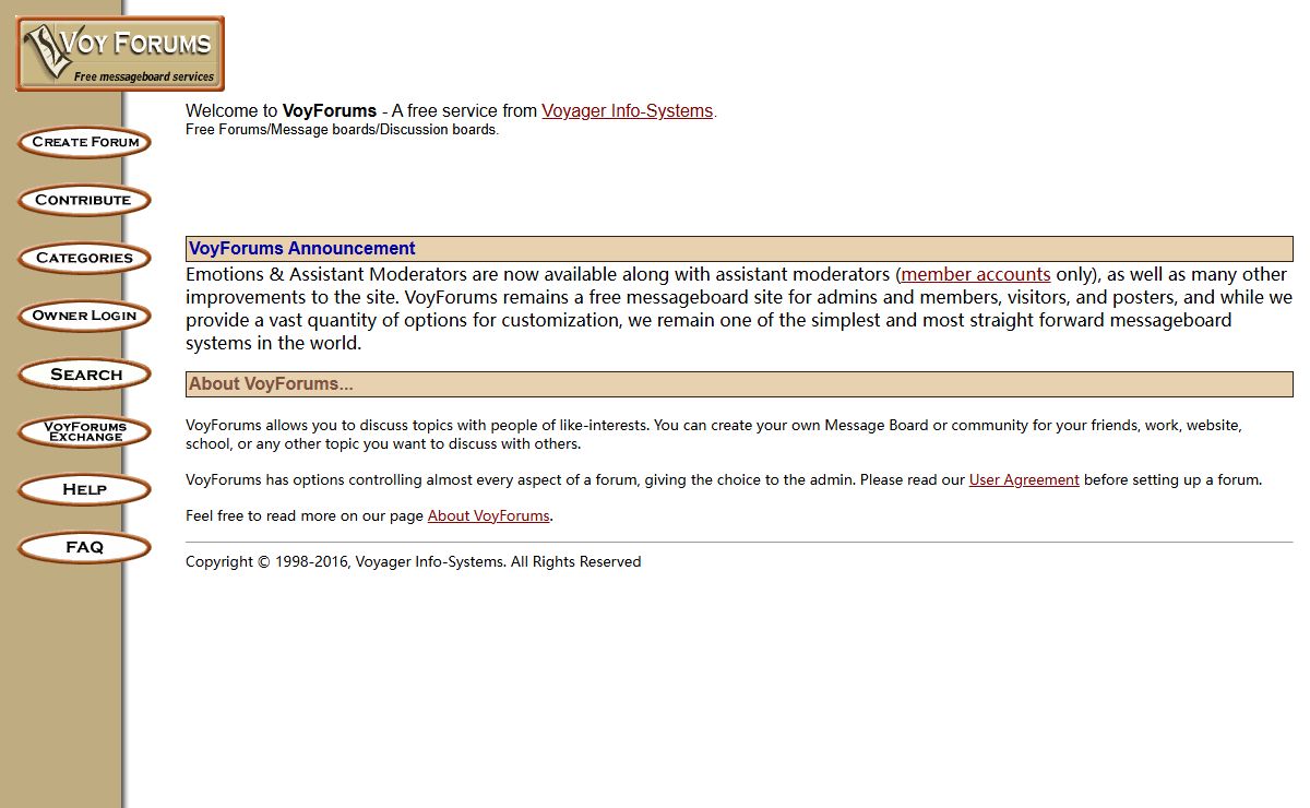 Free Message Boards and Online Forums at VoyForums!