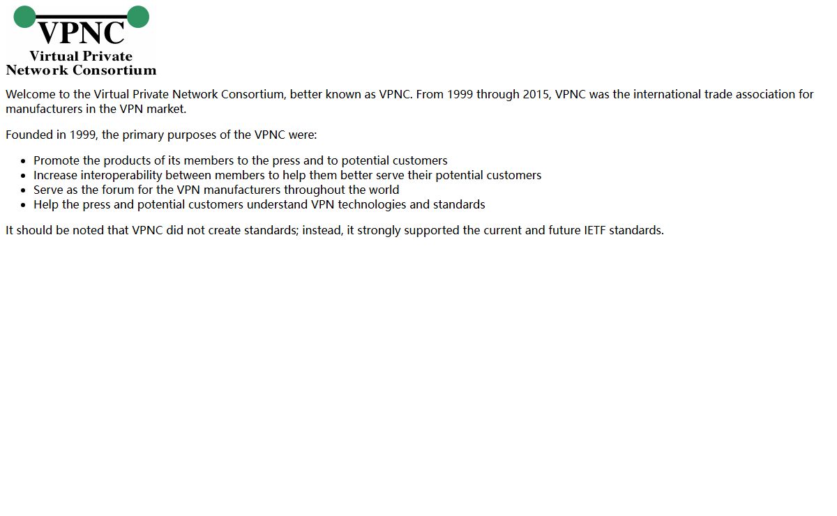 Virtual Private Network Consortium -- VPNC