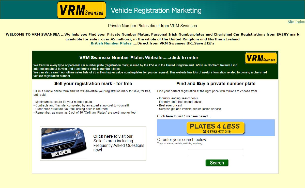 PRIVATE NUMBER PLATES -PERSONAL CAR NUMBERPLATES FROM VRM SWANSEA UK