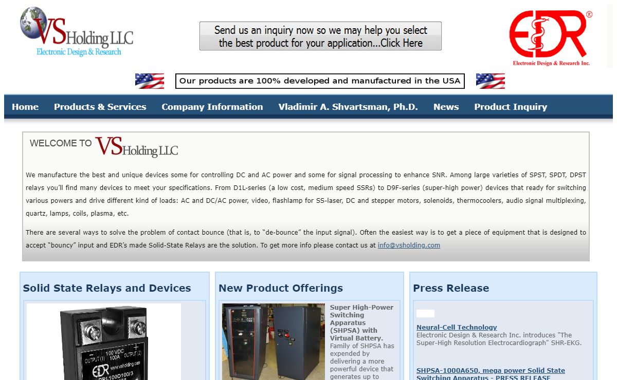 VSHolding LLC | EDR | Home | Solid State Relays & Switches