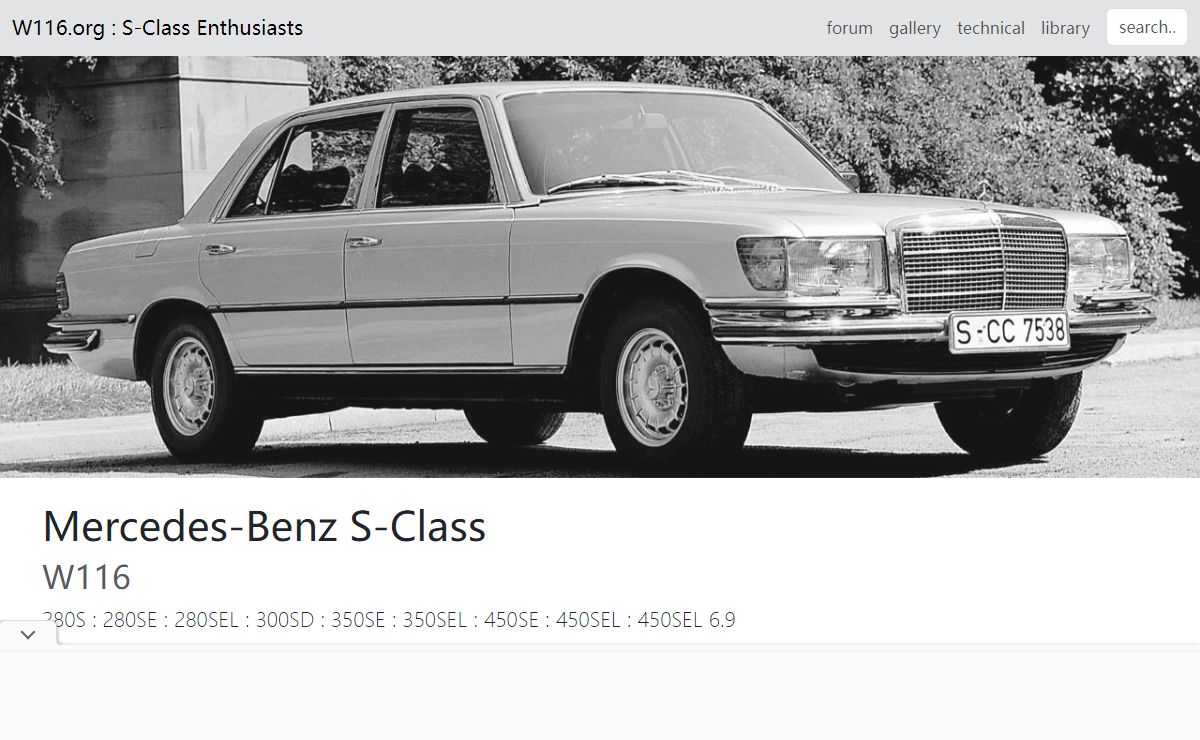 W116 : Mercedes-Benz S-Class - 280S, 280SE, 280SEL, 300SD, 350SE, 350SEL, 450SE, 450SEL & 450SEL 6.9