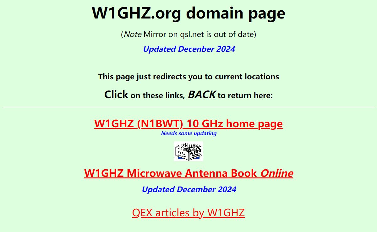 W1GHZ.org domain page