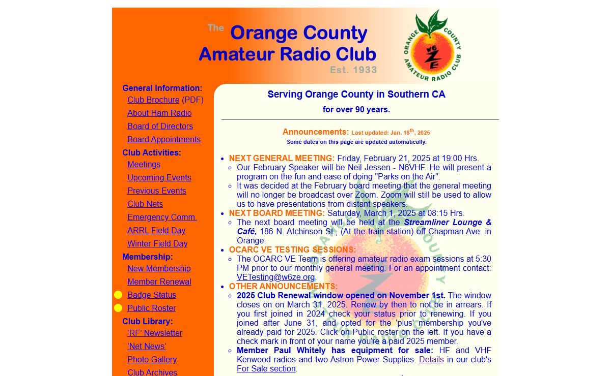 Orange County (California) Amateur Radio Club - Home Page