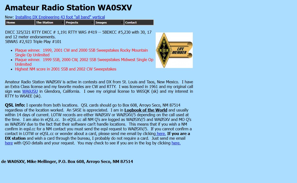 WAØSXV Home Page
