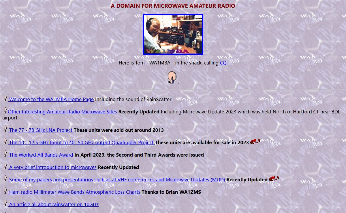 WA1MBA Amateur Radio Microwaves