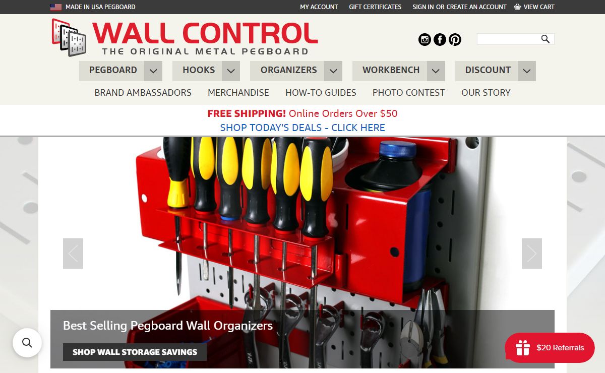 Pegboard System | Metal Pegboard System | Wall Control