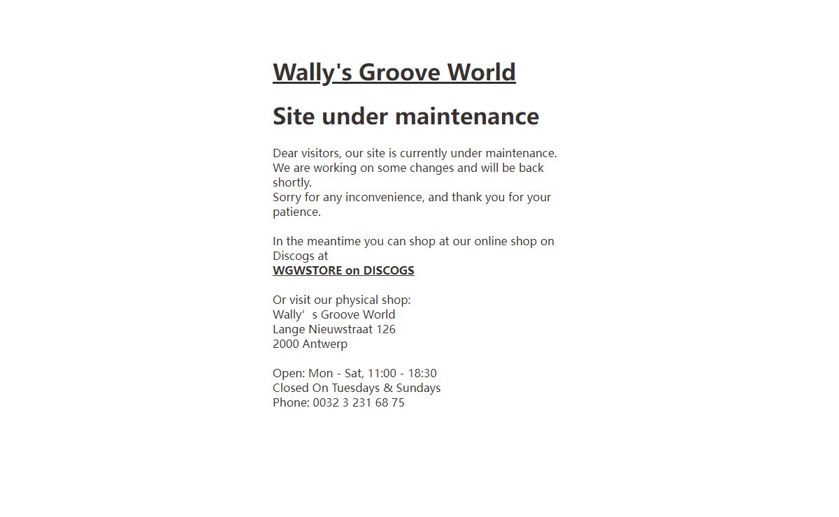 Site under maintenance | Wally's Groove World