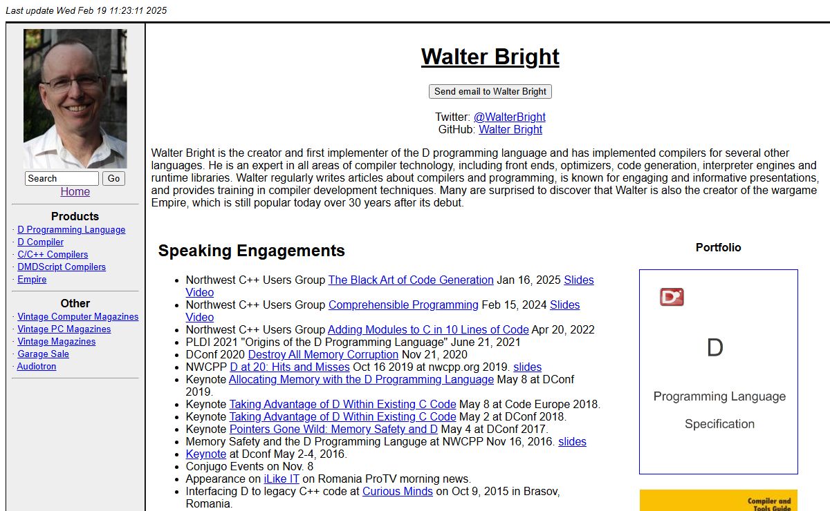 Walter Bright Home Page