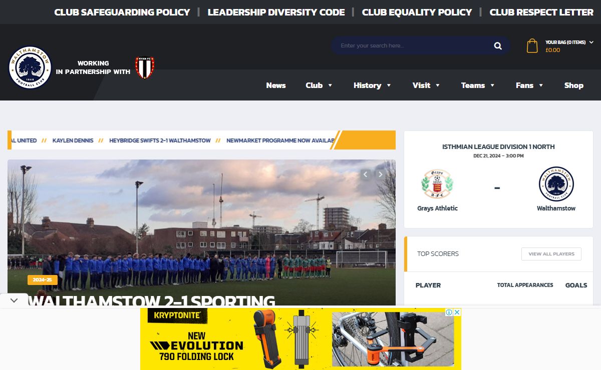 Walthamstow Football Club – The official Walthamstow FC website with news, fixtures, match reports, directions, and photographs. Formerly Waltham Forest, Leyton Pennant and Leyton FCs.