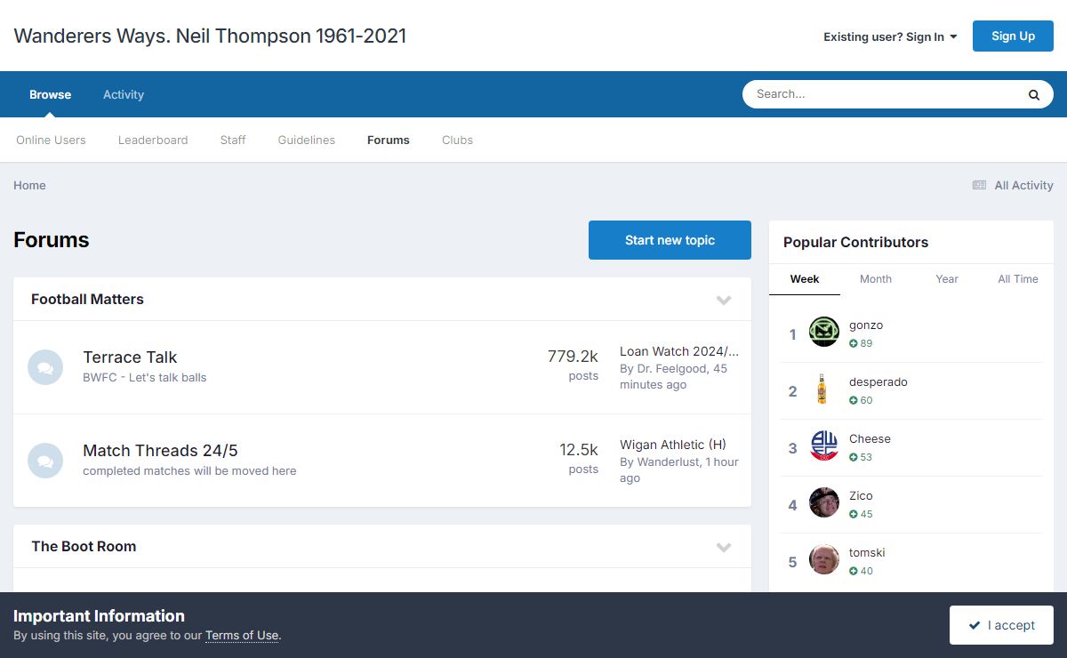 Forums - Wanderers Ways. Neil Thompson 1961-2021