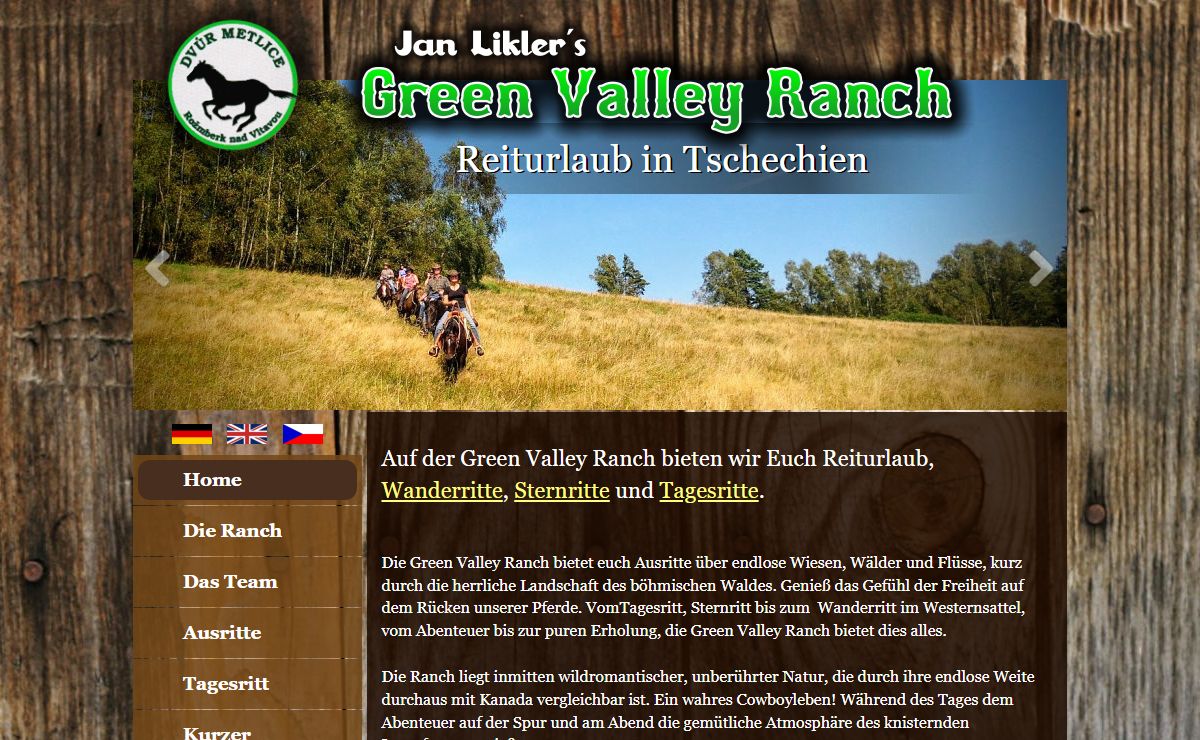 Wanderreiten, Westernreiten, Reiturlaub in Südböhmen in Tschechien - Green Valley Ranch (Dvůr Metlice)