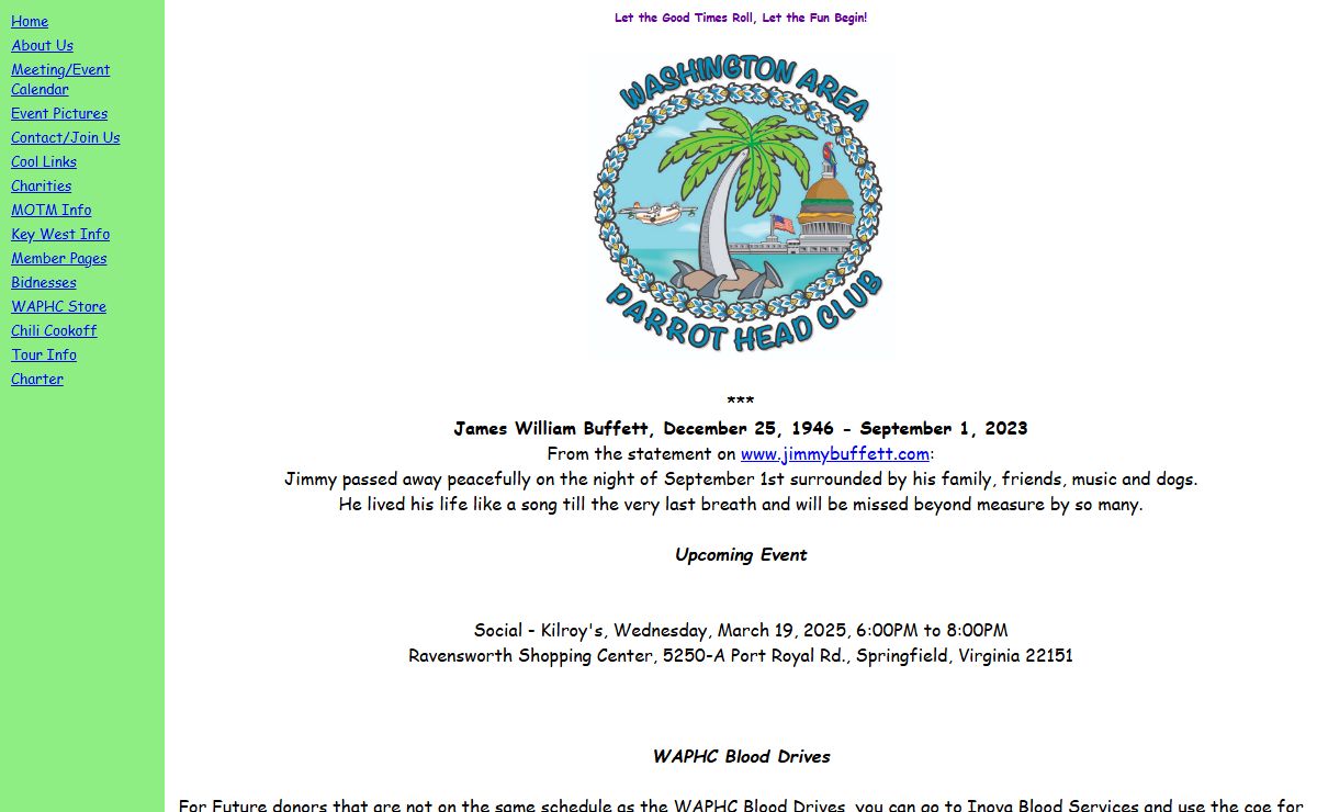 Washington Area Parrot Head Club Home Page