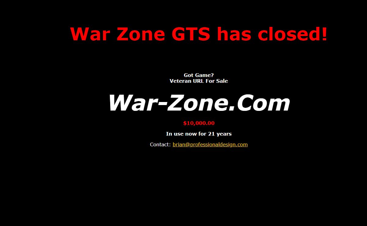 War-Zone.com For Sale - $10,000