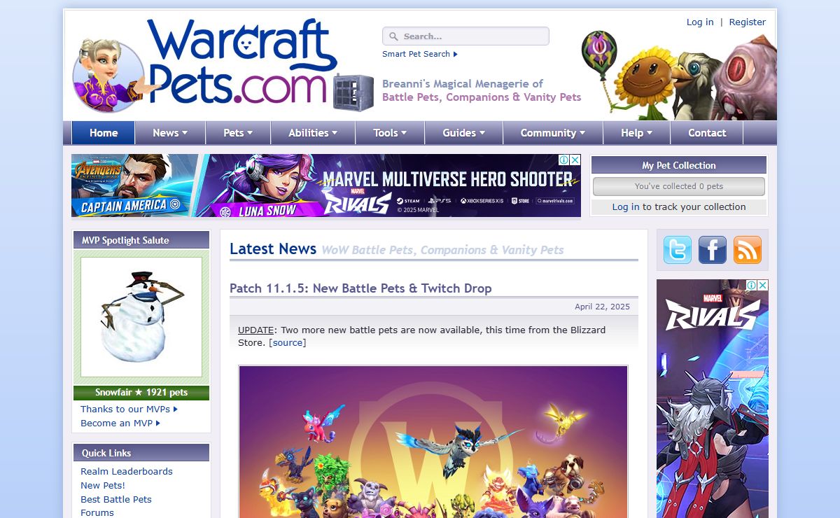 WarcraftPets.com - WoW Battle Pets, Companions and Vanity Pets