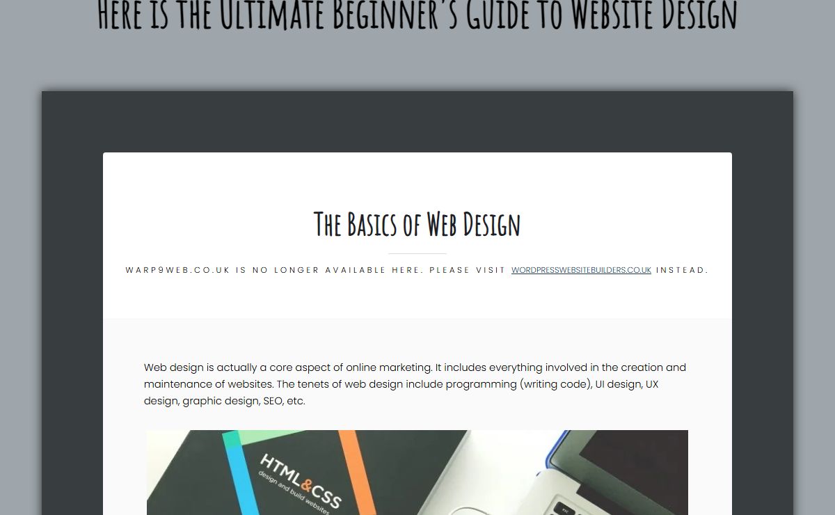 The Basics of Web Design - Warp9web.co.uk