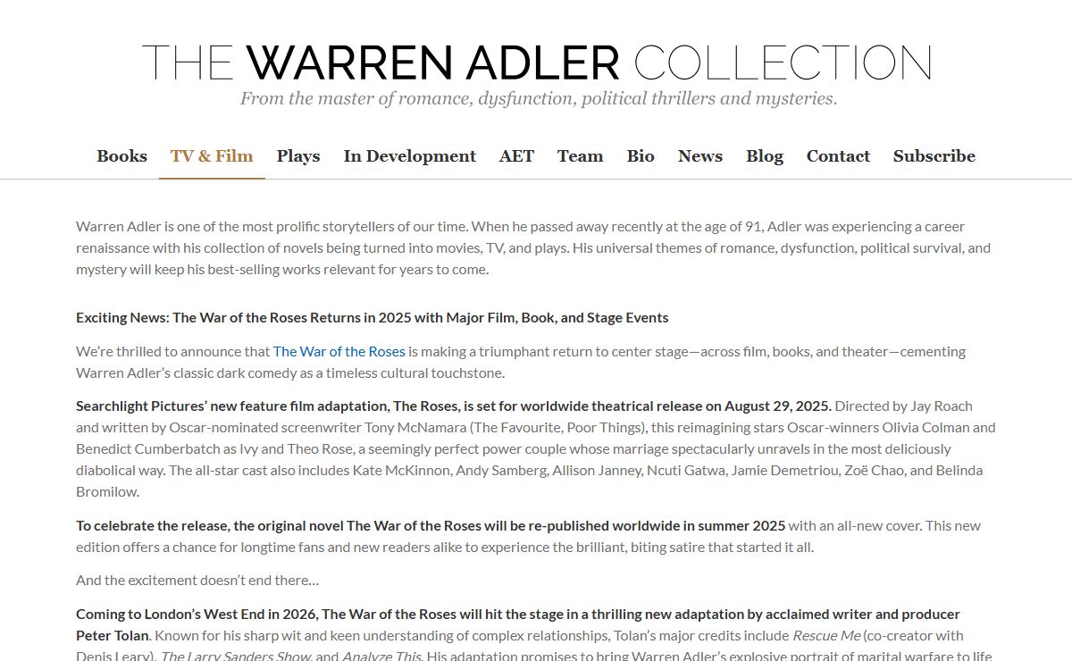 The Warren Adler Collection - Author of The War of the Roses