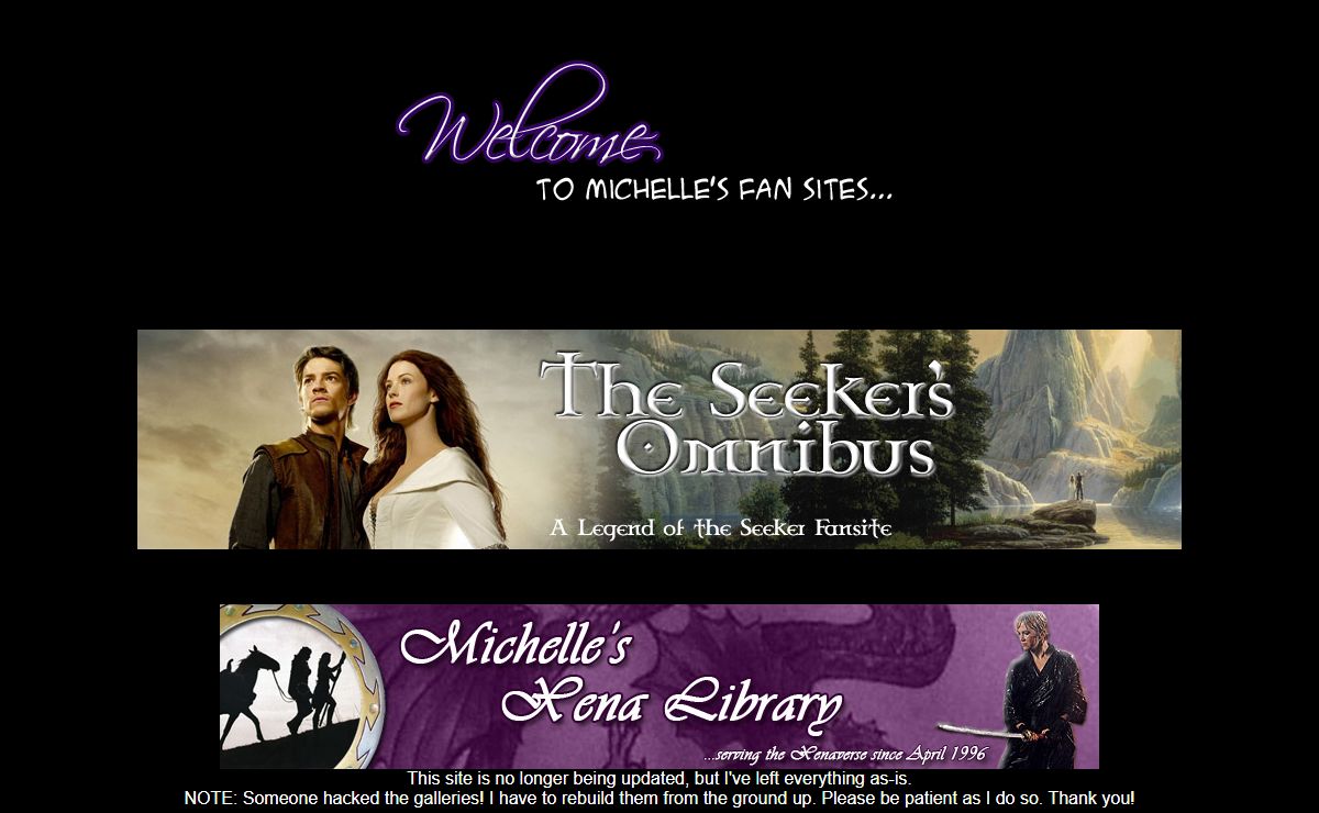 Michelle's Fan sites - The Seeker's Omnibus & Michelle's Xena Library