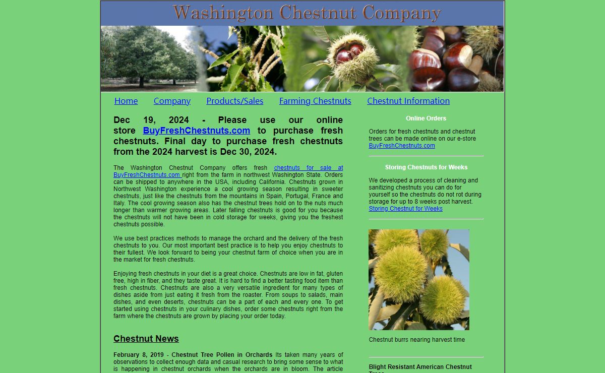 Washington Chestnut Company - Buy Fresh Chestnuts Right From The Farm