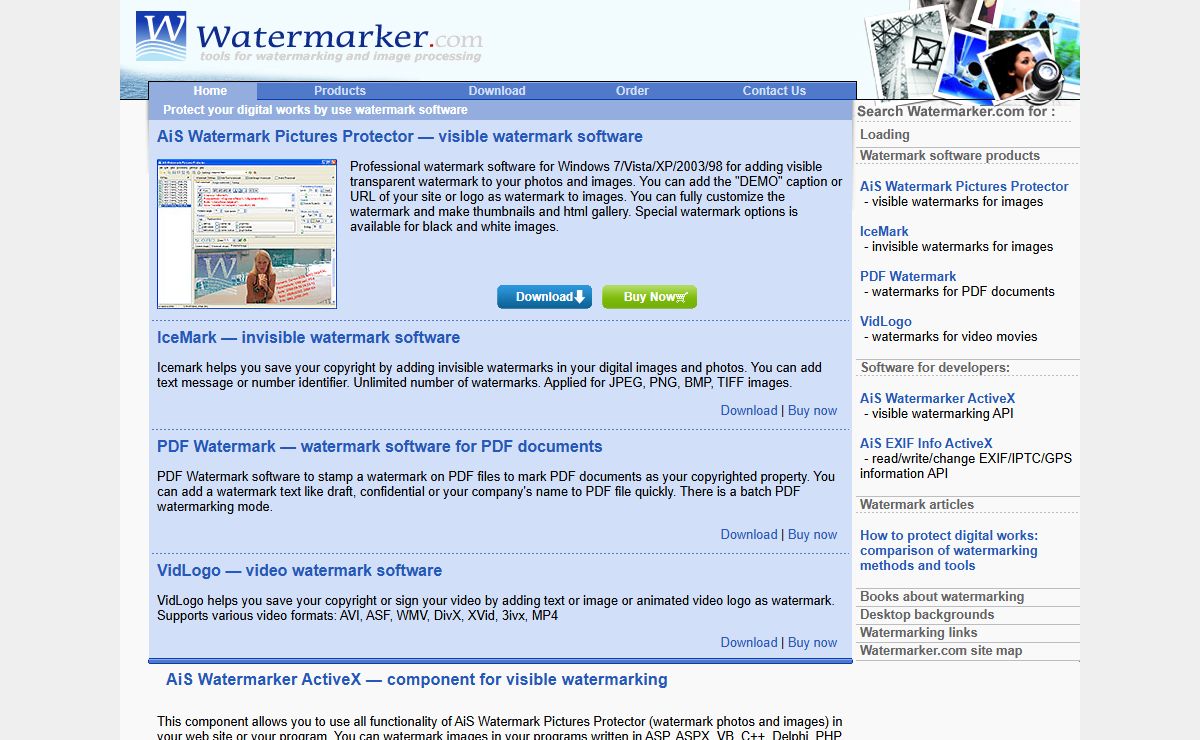 Watermark software: protect you digital works by watermarking software. Watermarker.com