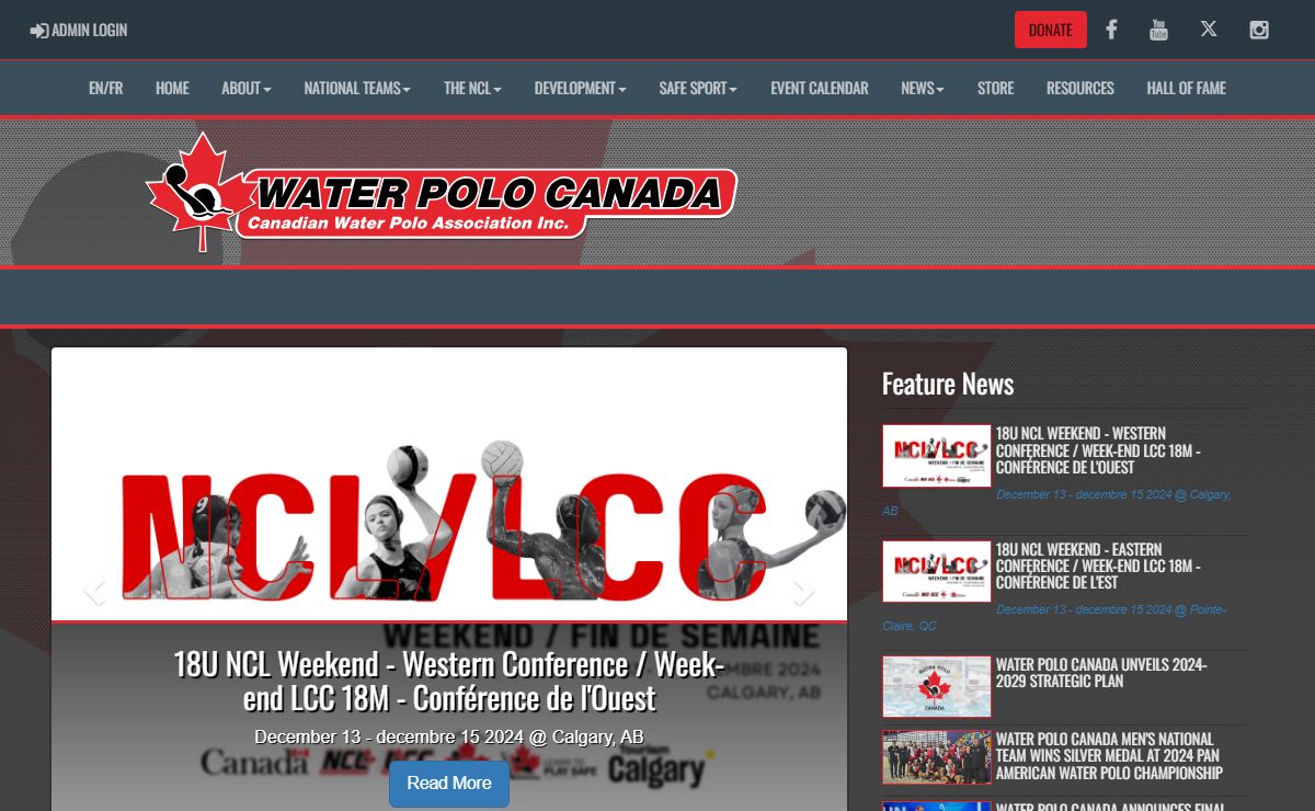 Water Polo Canada : Website by RAMP InterActive
