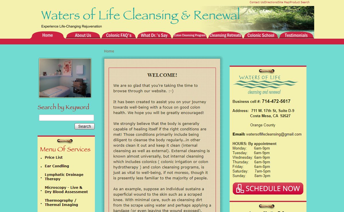 Colon Hydrotherapy in Orange County, CA - Colonics & Colon Cleansing Detox Programs - Waters Of Life Cleansing
