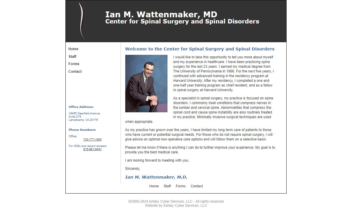 Dr. Ian Wattenmaker, Surgeon | Center for Spinal Surgery & Spinal Disorders, VA