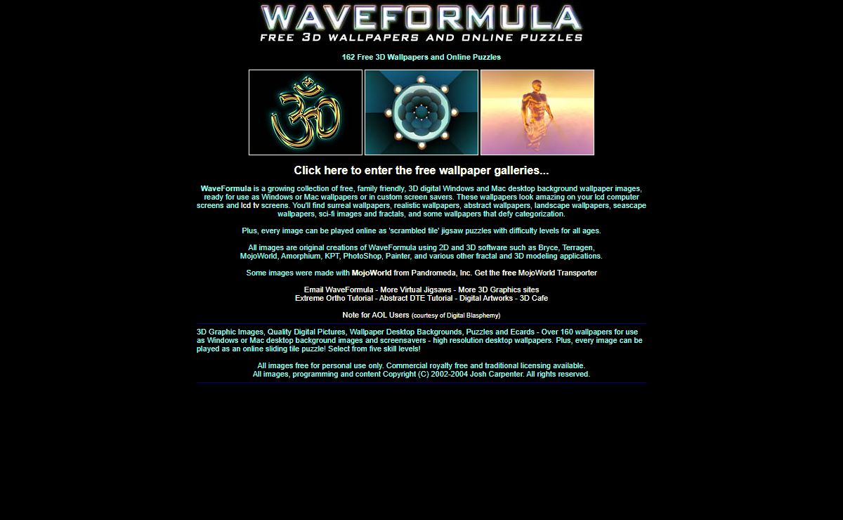 WaveFormula Free Original Desktop Background Wallpaper Images and Puzzles