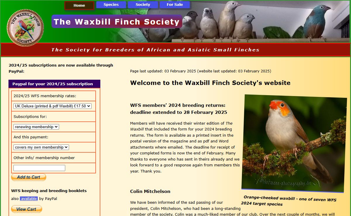 Waxbill Finch Society - Home