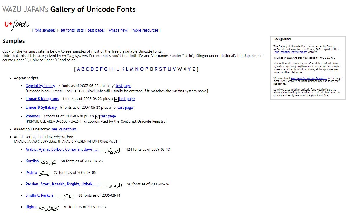 Gallery of Unicode Fonts