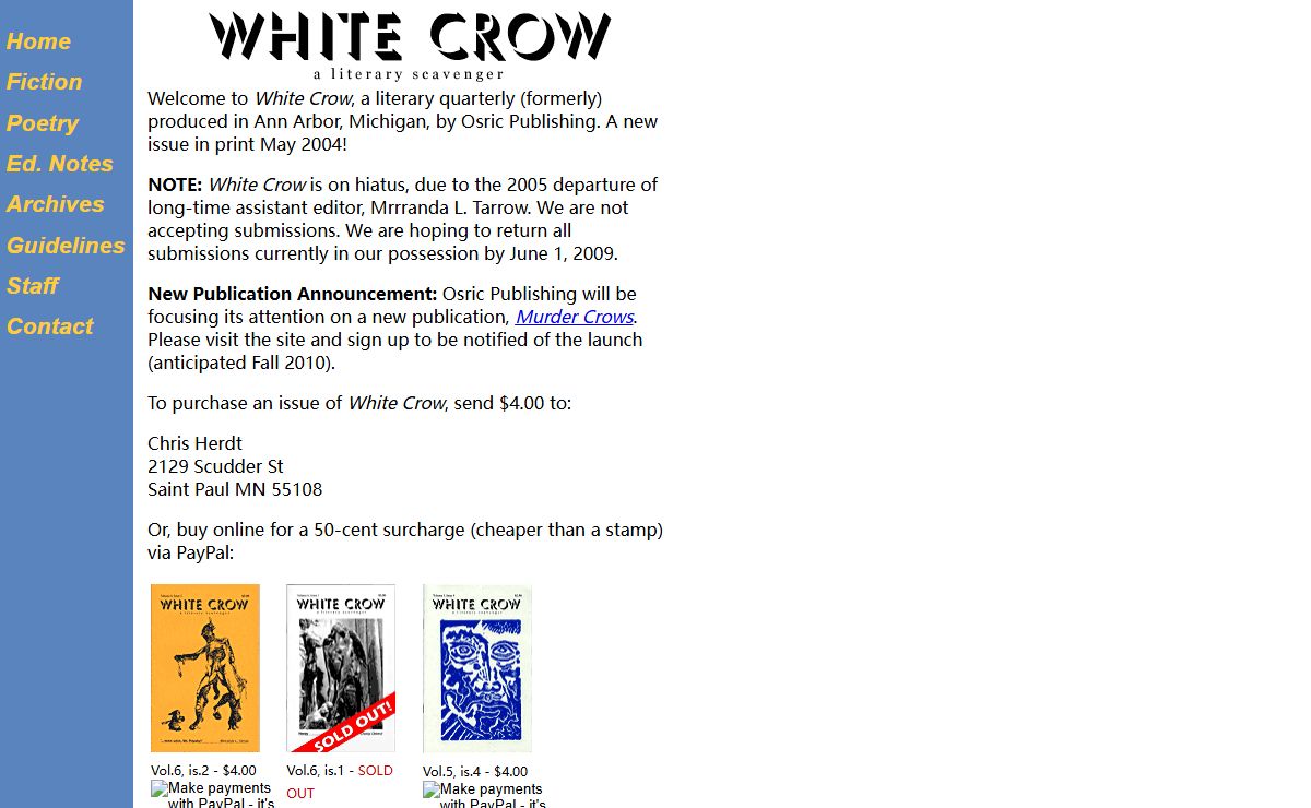 White Crow - Poetry and Fiction