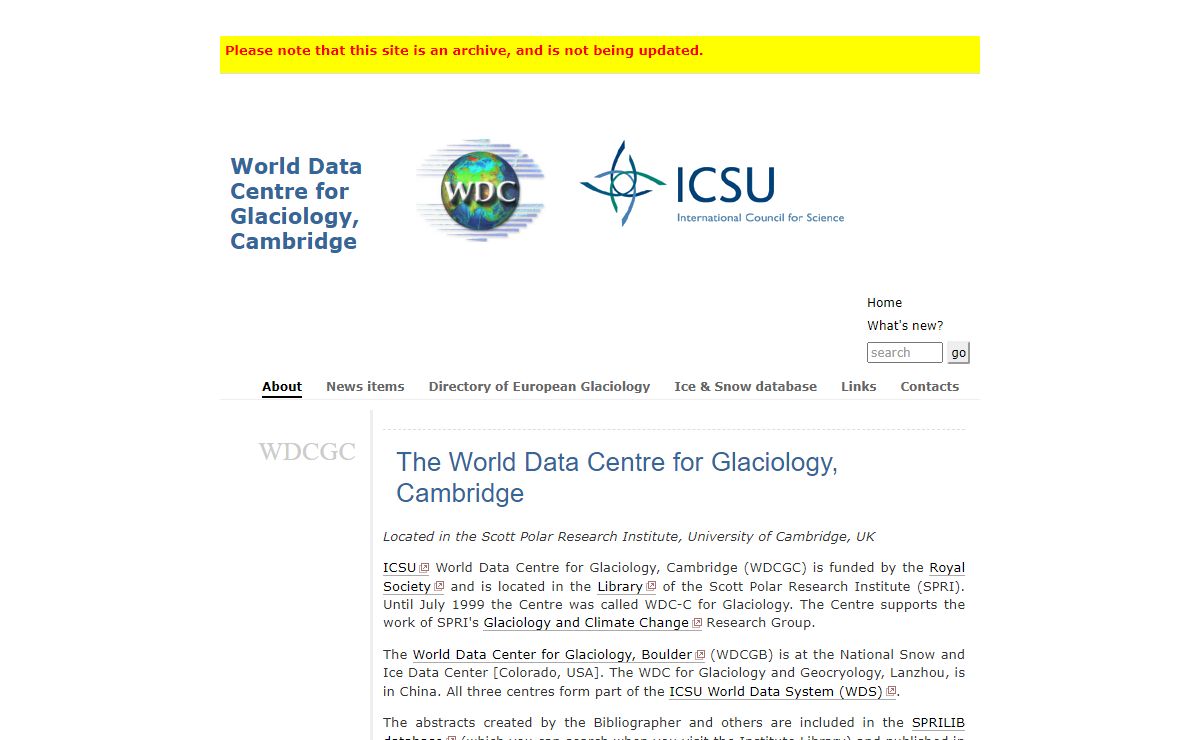 World Data Centre for Glaciology, Cambridge