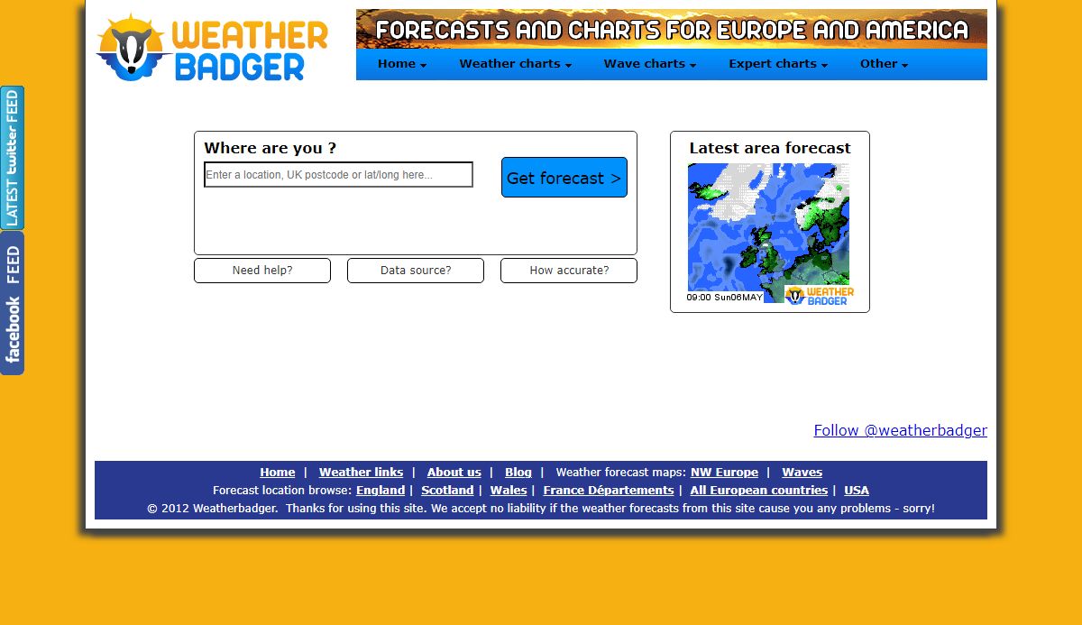 Weatherbadger.com - 7 day weather forecasts and charts for European and North American locations