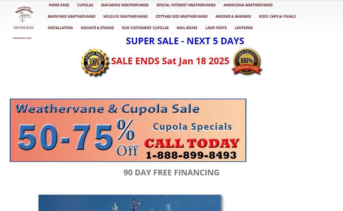 Custom Weathervanes & Cupola For Sale - Annapolis Weathervanes and Cupolas