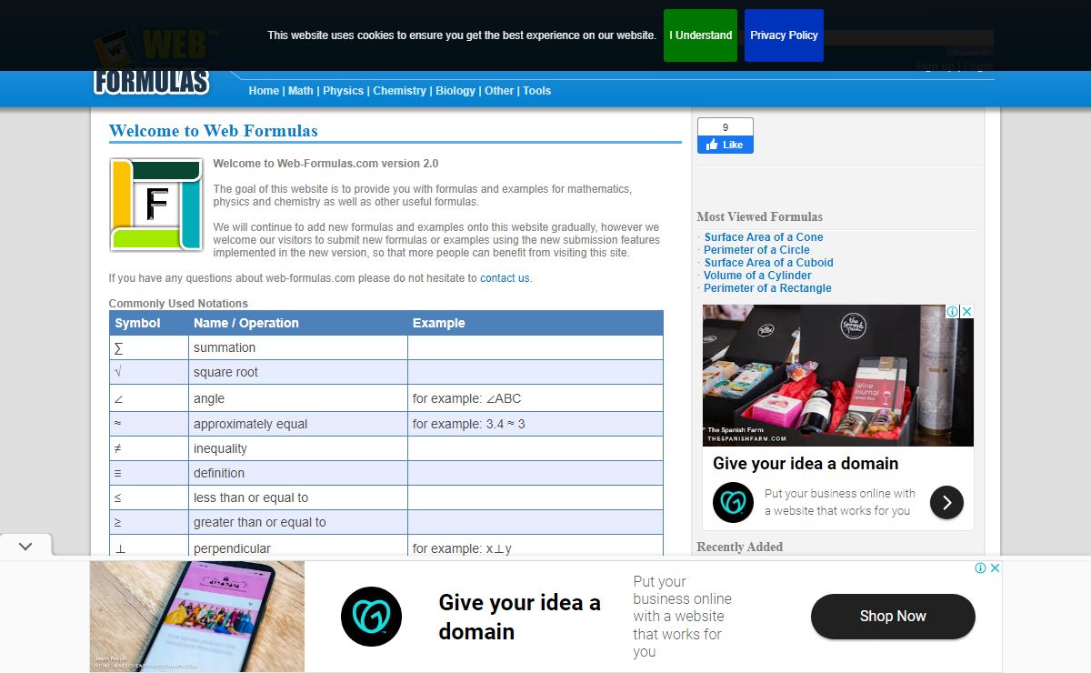 Welcome to Web Formulas