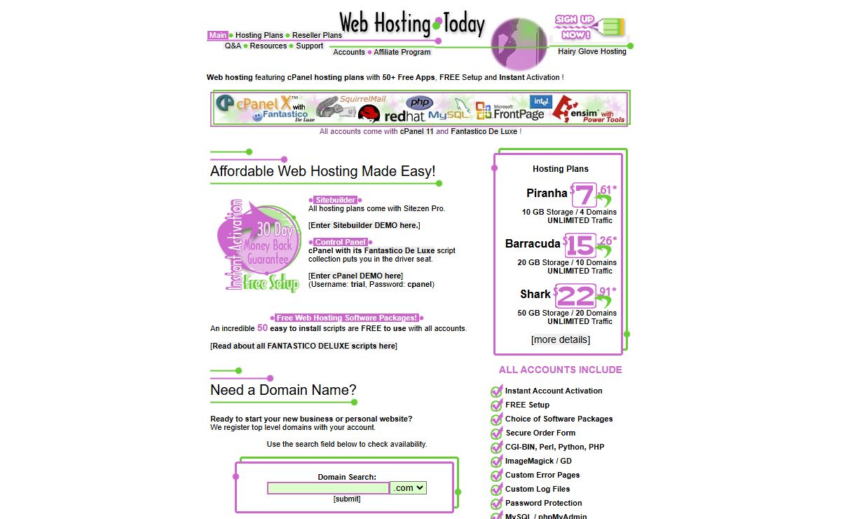 Web Hosting with Unlimited cPanel Hosting Plans and 50+ Free Apps