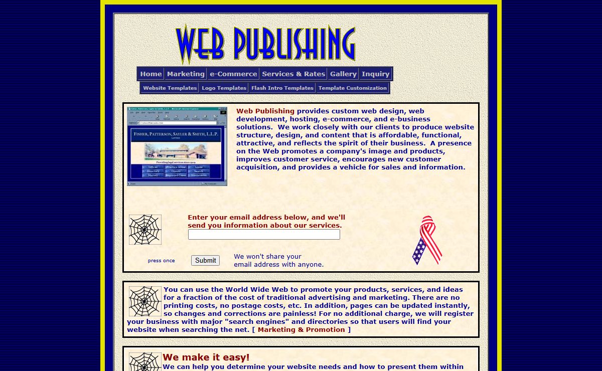 Web Publishing - web design, web development, hosting, e-commerce, templates.